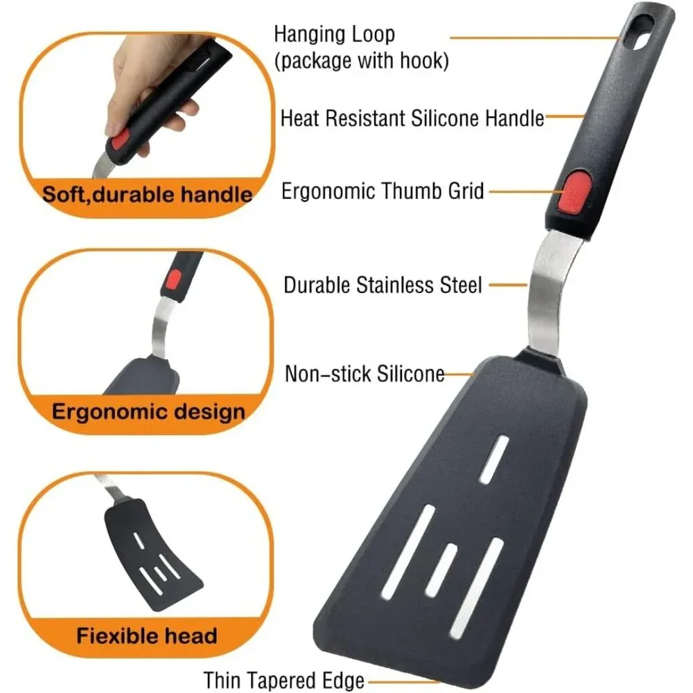 4-Pack SpatulasHeat Resistant Set Nonstick Cooking Utensils BPA Free Rubber